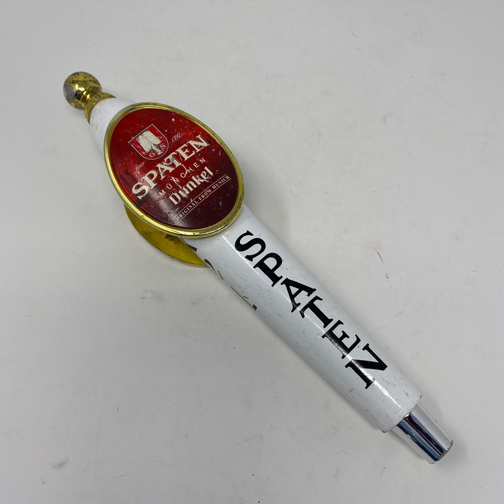 Spaten Munchen Dunkel Beer Tap Handle White Red Vintage German Breweriana Bar